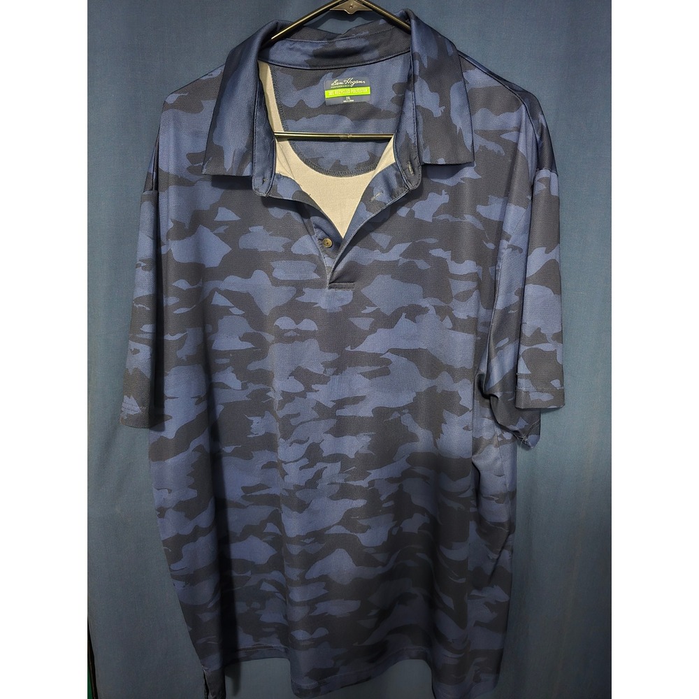Ben Hogan Performance Mens 2XL Blue Camo Short Sleeve Golf Polo Shirt Camouflage